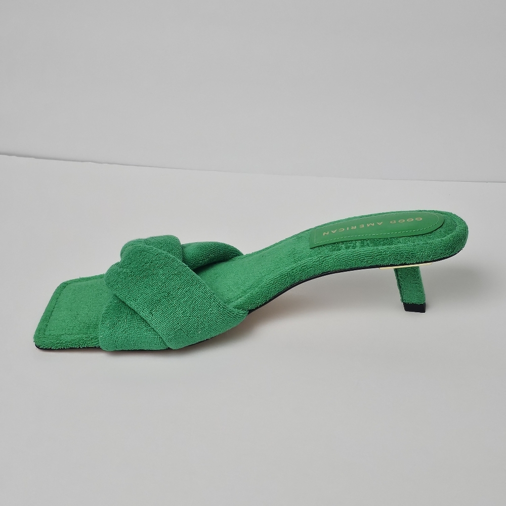 GOOD AMERICAN Terry Kickstand Low Heel Slide Sandals mules Size 9 - Picture 4 of 7